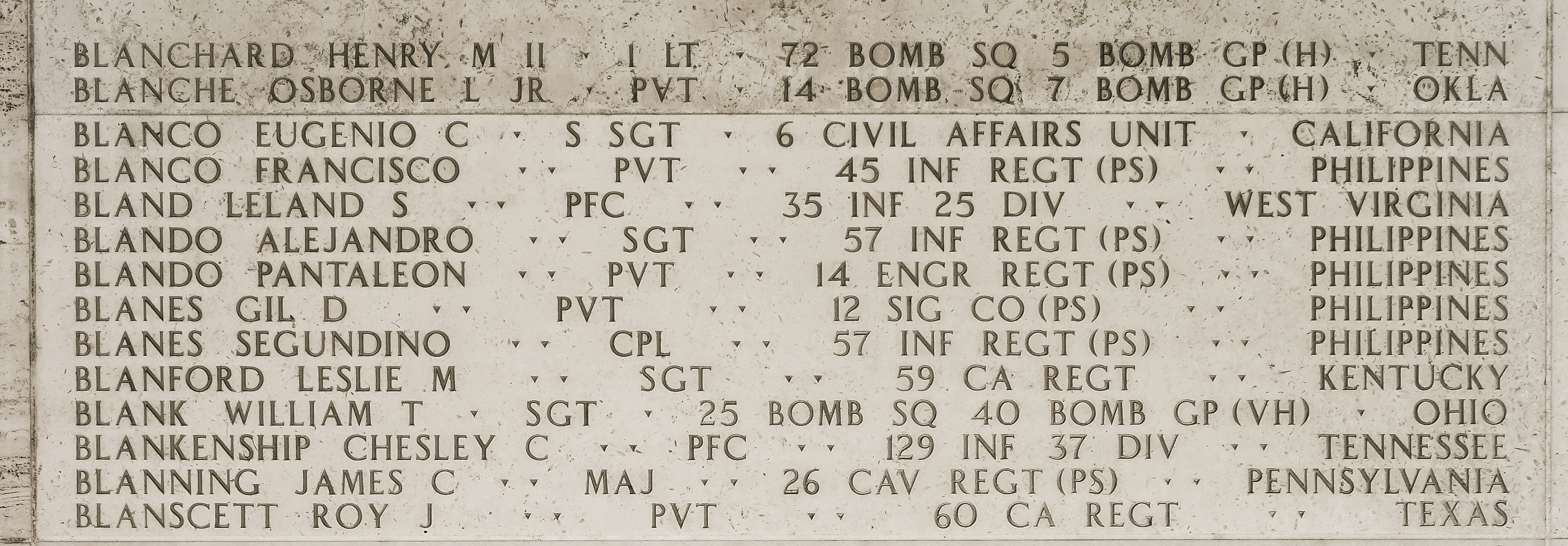 Chesley C. Blankenship, Private First Class